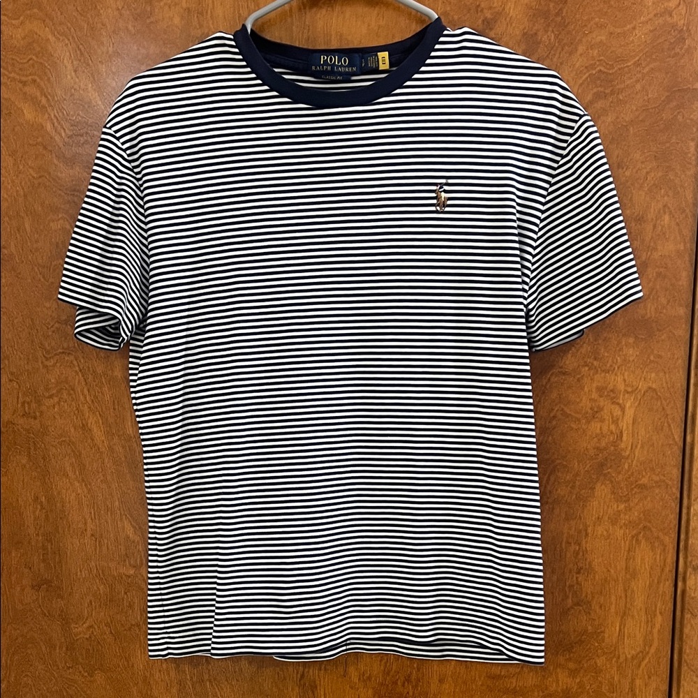 Polo by Ralph Lauren Navy and White Striped Men's Shirt